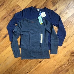 Two Long Sleeve Boys Shirts Size 10 Blue and Grey